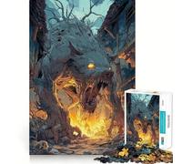 Puzzle Adulte Loup-Garou Monstre dans Une Ville en ruines 1000 pièces Jeu de Stimulation Cognitive Conception sans Espace Cadeau d'anniversaire Casse-tête (38x52cm)