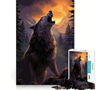 Puzzle Adulte Loup Hurlant 1000 pièces,Jeu de Stimulation Cognitive,sans Espace,Assemblage précis,Cadeau d'anniversaire,Casse-tête (50x75cm)
