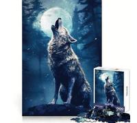 Puzzle Adulte Loup Hurlant à la Lune 1000 pièces Développe l'esprit d'analyse Idéal pour se détendre et s'assembler Cadeau d'hiver (38x52cm)