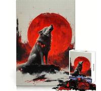 Puzzle Adulte Loup Hurlant à la Lune Rouge 1000 pièces - Développe l’Esprit d’Analyse - Relaxation - Assemblage serré - Cadeau d’Hiver (50x75cm)