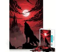 Puzzle Adulte Loup Hurlant Lune 1000 pièces Jeu de Stimulation Cognitive Emboîtement précis sans espaces Activité apaisante pour Une Pause mentale (38x26cm)