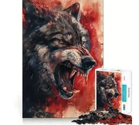 Puzzle Adulte Loup Noir Sauvage 1000 pièces, Casse-tête Relaxant, Motif à Assembler, Cadeau de Noël (38x26cm)