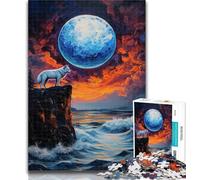 Puzzle Adulte Loup sous la Lune 1000 pièces pour Adultes et Adolescents, entraînez Votre Cerveau et Vos Mains, Cadeaux pour Amis et Famille 26x38cm