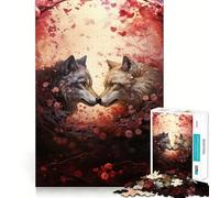 Puzzle Adulte Loups Amoureux 1000 pièces,Jeu de Stimulation Cognitive,Assemblage précis sans espaces,activité apaisante pour la détente mentale (50x75cm)
