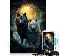 Puzzle Adulte Loups dans la forêt 1000 pièces,Jeu de Stimulation Cognitive,sans Espace,Assemblage précis,Cadeau d'anniversaire,Casse-tête (38x26cm)