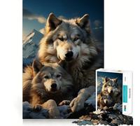 Puzzle Adulte Loups dans Les Montagnes enneigées 1000 pièces,Jeu de Stimulation Cognitive,sans Espace,Assemblage précis,Cadeau d'anniversaire,Casse-tête (38x52cm)