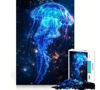 Puzzle Adulte Lumineux Méduse Néon 1000 pièces Jeu d'exercice Mental Soulagement des tensions Design à Assembler Joli Cadeau (38x26cm)