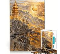 Puzzle Adulte Majesté du Temple de la Montagne 1000 pièces, Jeu d'exercice Mental apaisant, Assemblage, Cadeau Exceptionnel (38x52cm)