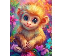 Puzzle Adulte Mignon Fleur Singe, DIY Jigsaw Puzzle 300 pièces Adultes 40x28cm, Divertissement Créatif, Détente & Relaxation Puzzles de Qualité Supérieure Cadeau