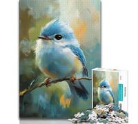 Puzzle Adulte Mignon Petit Oiseau Bleu 1000 pièces pour Adultes Anti-Stress défi Difficile décoration d'intérieur Unique et Cadeaux 38x26cm