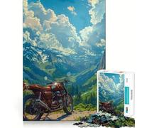 Puzzle Adulte Moto d'aventure Alpine 1000 pièces,Jeu de Stimulation Cognitive,sans Espace,Design ajusté,Cadeau d'anniversaire,Casse-tête (38x52cm)