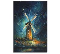 Puzzle Adulte Moulin à Vent coloré 1000 Pièces pour Enfants À Partir De 12 Ans Puzzles en Bois Casse-tête （78×53cm）