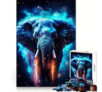 Puzzle Adulte Nébuleuse Éléphant Cyan Néon 1000 Pièces Jeu d'exercice Mental apaisant Design et Assemblage Cadeau Exceptionnel (50x75cm)