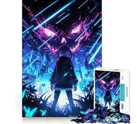 Puzzle Adulte Neon Anime Girl 1000 pièces Jeu d'exercice Mental Soulagement des tensions Design à Assembler Joli Cadeau (38x52cm)