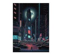 Puzzle Adulte Neon Cityscape Under The Moon, Format 500 PCS