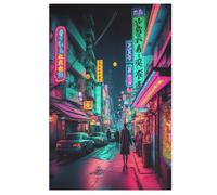Puzzle Adulte Néon de Tokyo Puzzle 1000 Pièces pour Adultes Et Enfants À Partir De 12 Ans Puzzles en Bois Casse-tête （78×53cm）