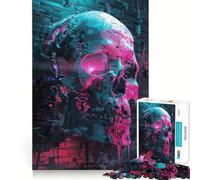 Puzzle Adulte Neon Skull Circuitry 1000 pièces Jeu de réflexion Stimulant Détente et qualité Cadeau précieux (38x52cm)