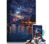 Puzzle Adulte Nuit étoilée sur la Seine, 1000 pièces, pour Adultes et Adolescents, pour Jeu éducatif, défi, Collection d'artistes, Beaux-Arts, 26x38cm