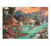 Puzzle Adulte - Océan Et Dauphin - maison sur pilotis Et Perroquets - Montagne - 2000 Pieces - Collection Paysage Mer