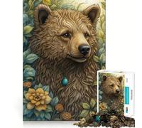 Puzzle Adulte Ours Brun Fantaisiste 1000 Pièces Jeu de Réflexion Cadeau Découpe de Haute Précision Activité de Groupe Relaxante en Intérieur (50x75cm)