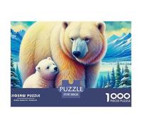 Puzzle Adulte Ours polaire1000 Pièces Jeu Éducatif Puzzle Décoratif Ice and Snow Animal Theme Puzzles Cadeaux pour Hommes pour Adultes Et Enfants À Partir De 12 Ans 38x26cm/1000pcs