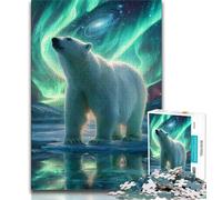Puzzle Adulte Ours Polaires sous l'aurore boréale 1000 pièces Cadeaux pour Adultes Jeux éducatifs décoration d'intérieur Collection d'artistes Beaux-Arts (50x75cm)