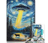 Puzzle Adulte OVNI Ciel Nocturne 1000 pièces, Staycation Kill Time, Chaque pièce est Unique - Jeu Familial Stimulant et Amusant 38x26cm