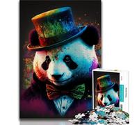Puzzle Adulte Panda au Chapeau Puzzle Adulte 1000 pièces Difficile Jeux éducatifs Anti-Stress liste de souhaits avec Père Noël (50x75cm)