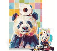 Puzzle Adulte Panda avec du Papier Toilette sur la tête, 1000 pièces, renforce la mémoire, se détend et s'amuse, qualité supérieure, pour Les fêtes (50x75cm)