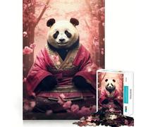 Puzzle Adulte Panda en Kimono Rose, 1000 pièces, Jeu de réflexion, Anti-Stress, Design à Assembler, Joli Cadeau (38x26cm)