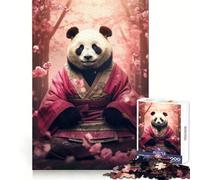 Puzzle Adulte Panda en Kimono Rose 1000 pièces Jeu d'exercice Mental apaisant Design et Assemblage (38x52cm)