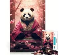 Puzzle Adulte Panda en Kimono Rose 1000 pièces Jeu d'exercice Mental apaisant Design et Assemblage (38x52cm)