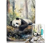 Puzzle Adulte Panda endormi en Automne 1000 pièces, Jeu éducatif, Jouet de défi, décoration Murale, Cadeaux d'anniversaire et de Noël Uniques 50x75cm