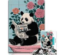 Puzzle Adulte Panda lisant Un Journal 1000 pièces, activité familiale Difficile et stimulante, Jouet à Faire soi-même pour décoration Murale de la Maison, Cadeaux 50x75cm