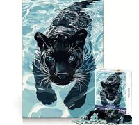 Puzzle Adulte Panthère Noire nageant, 1000 pièces, pour stimuler l'esprit, Calmer et se distraire, Bords Uniformes, Art, Cadeau de Noël (38x52cm)