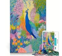 Puzzle Adulte Paon dans Un Jardin coloré 1000 pièces Renforce la mémoire, se détend et s'amuse Qualité supérieure pour Les fêtes (38x52cm)