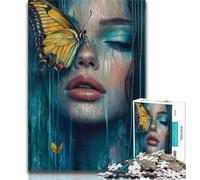 Puzzle Adulte Papillon et Femme 1000 pièces, Jeu Familial Anti-Stress, Défi Difficile, Collection d'artistes, Beaux-Arts (38x26cm)