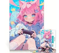 Puzzle Adulte Pastel Chibi Gamer Girl 1000 pièces Jeu d'exercice Mental apaisant Design et Assemblage Cadeau Exceptionnel (38x26cm)
