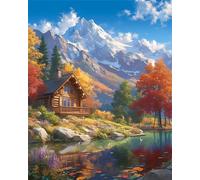 Puzzle Adulte Paysage de cabane d’Automne, DIY Jigsaw Puzzle 1000 pièces Adultes 75x50cm, Divertissement Créatif, Détente & Relaxation Puzzles de Qualité Supérieure Cadeau