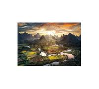Puzzle Adulte Paysage de Chine Au Couche De Soleil - 2000 Pieces - Clementoni Collection Montagne et Riziere