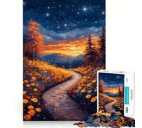 Puzzle Adulte Paysage de Nuit étoilée avec Chemin sinueux », 1000 pièces, Jeu d'exercice Mental, détente, pour Les vœux du Père Noël 50x75cm