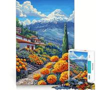 Puzzle Adulte Paysage de Village de Montagne, 1000 pièces, renforce la mémoire, se détend et s'amuse, qualité supérieure, pour Les fêtes (50x75cm)