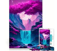 Puzzle Adulte Paysage néon au Clair de Lune 1000 pièces Jeu d'exercice Mental Soulagement des tensions Design à Assembler Joli Cadeau (38x26cm)