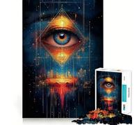 Puzzle Adulte Paysage Urbain avec l'œil Qui voit Tout 1000 pièces Jeu de mémoire Découpe de Haute précision Activité Manuelle Exercice Mental Calme à Faire à la Maison (38x26cm)