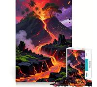 Puzzle Adulte Paysage volcanique avec coulée de Lave 1000 pièces Jeu de réflexion Cadeau Découpe de Haute précision Activité relaxante à Partager en intérieur (38x52cm)