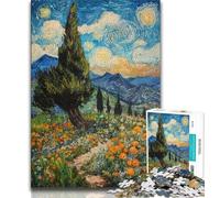 Puzzle Adulte Peinture de Montagne par Ciel étoilé 1000 pièces Puzzles pour Adolescents Cadeaux Jouets Jeux éducatifs Anti-Stress renforcer l'amour Entre Les Couples (26x38cm)