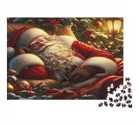Puzzle Adulte Père Noël pour Décompression Père Noël Dormant avec Sac Jeu Éducatif Défi 1000 Pièces 52x38cm/1000pcs