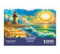 Puzzle Adulte Phare extrêmement Difficile 1000 pièces - Phare jetée, ensoleillé, côte sereine, Jeu éducatif, Anti-Stress, Cadeaux 52x38cm/1000pcs