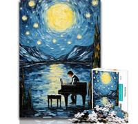 Puzzle Adulte Piano sous Le Ciel Nocturne 1000 pièces pour Adultes et Adolescents, pour Jeu éducatif, défi, Collection d'artistes, Beaux-Arts 26x38cm
