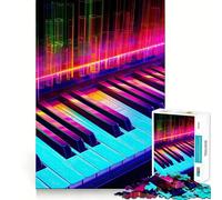 Puzzle Adulte Piano Techno Néon Lumineux 1000 Pièces Sharp Logic Jouet Anti-Stress Découpe Précise Pièce de Collection Art (50x75cm)
